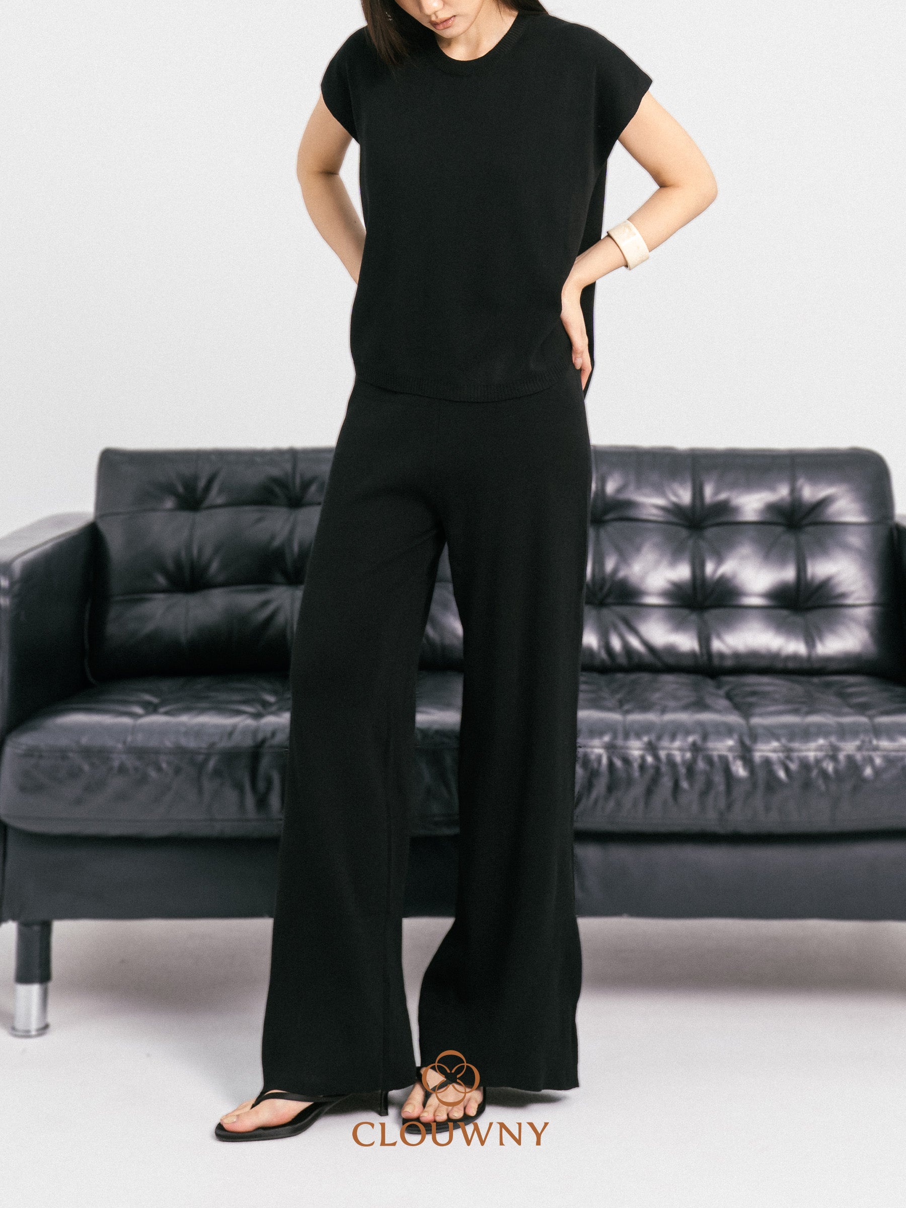 Goldie Round Knit Set - Black